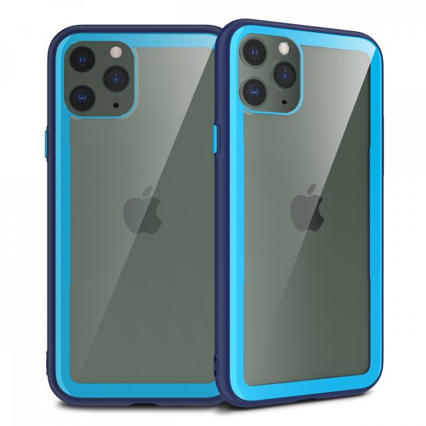 Wholesale iPhone 11 Pro (5.8in) Clear Slim Matte Hybrid Bumper Case (Navy Blue)
